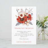 BUDGET Red Florals Wedding 3 Foto Zitat Danke (Stehend Vorderseite)