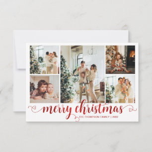 BUDGET Red Frohe Weihnachts-Herz-Script 5 Foto Mitteilungskarte