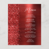 Budget Red Glam Glitter Script Wedding Menu (Vorderseite)