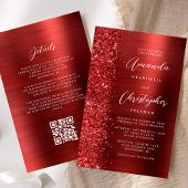Budget Red Glam QR Code Hochzeit Einladung