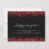 Budget Red Glitzer Black Happy New Year Card (Vorderseite)
