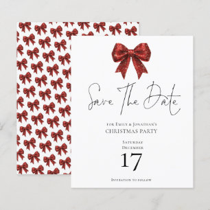 Budget Red Glitzer Bow Weihnachten Save the Date