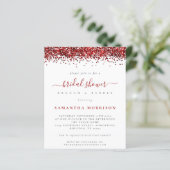 Budget Red Glitzer Bridal Dusche Einladung (Stehend Vorderseite)