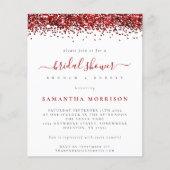 Budget Red Glitzer Bridal Dusche Einladung (Vorderseite)