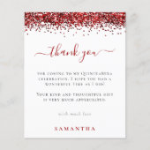 Budget Red Glitzer Foto Quinceanera Vielen Dank (Vorderseite)