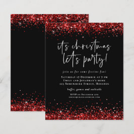 Budget Red Glitzer Weihnachtslustige Party Einladu