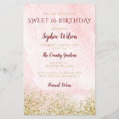 Budget Red Gold Dress Sweet 16 Einladung (Rückseite)