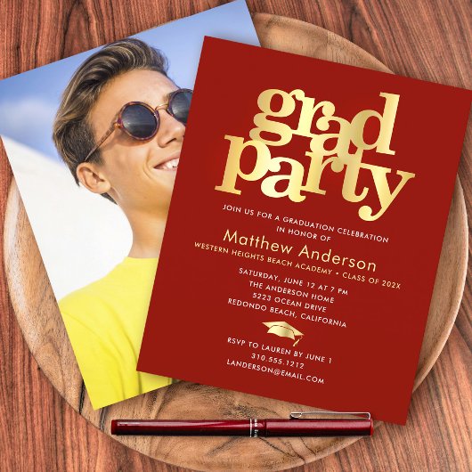 Budget Red Gold Foto Grad Party Minimalistisch Ein