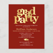 Budget Red Gold Foto Grad Party Minimalistisch Ein (Vorderseite)