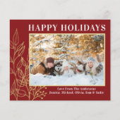 Budget Red Gold Foto Happy Holidays Card (Vorderseite)