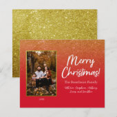 Budget Red Gold Glam Personalisiert Foto Family (Vorne/Hinten)