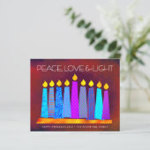 Budget Red Hanukkah Candles Peace Liebe Light Card (Stehend Vorderseite)