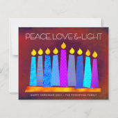 Budget Red Hanukkah Candles Peace Liebe Light Card (Vorderseite)