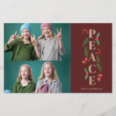 Budget Red Holly Berry Peace Foto Holiday Card (Vorderseite)