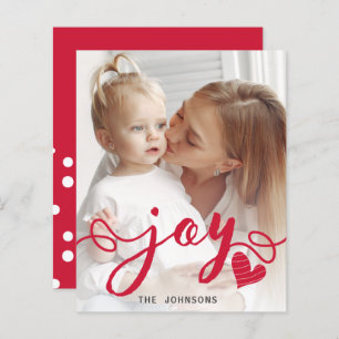 Budget Red Joy Typografy Foto Holiday Card