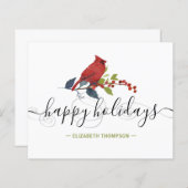 Budget Red Kardinal Happy Holidays Card (Vorne/Hinten)