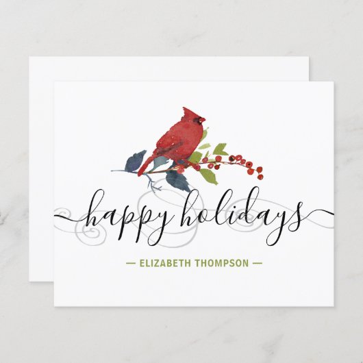 Budget Red Kardinal Happy Holidays Card (Vorne/Hinten)