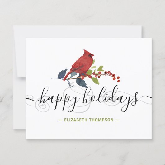 Budget Red Kardinal Happy Holidays Card (Vorderseite)