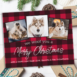 Budget Red Kariert Custom Pet Hund Foto Weihnachte