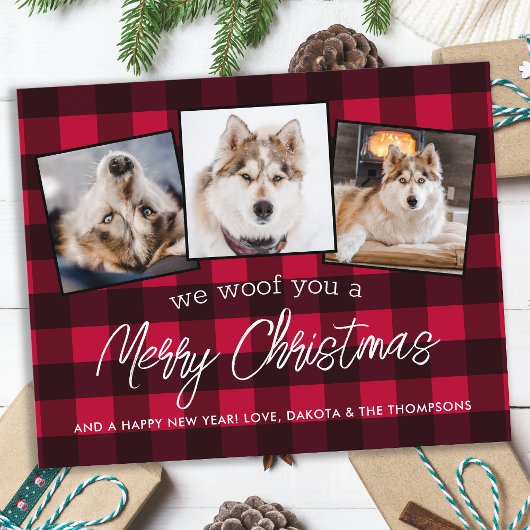 Budget Red Kariert Custom Pet Hund Foto Weihnachte