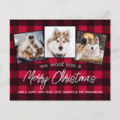 Budget Red Kariert Custom Pet Hund Foto Weihnachte (Vorderseite)