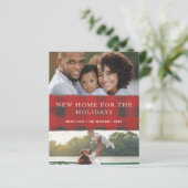 Budget Red Kariert New Zuhause Foto Holiday Card (Stehend Vorderseite)