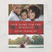 Budget Red Kariert New Zuhause Foto Holiday Card (Vorderseite)