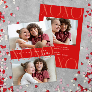 Budget Red Modern XOXO Foto Valentinstag Feiertagskarte