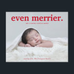 BUDGET Red noch Merrier New Baby Foto Collage<br><div class="desc">Minimalistisch Red Even Merrier New Baby Foto Collage Ferienkarte</div>