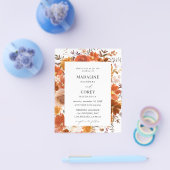 Budget Red & Orange Fall Floral Wedding B Flyer (Einzeln)