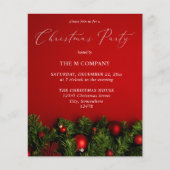 Budget Red Ornament Weihnachts-Party Flyer (Vorne)