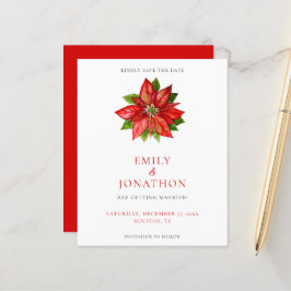Budget Red Poinsettia Wedding Save the Date