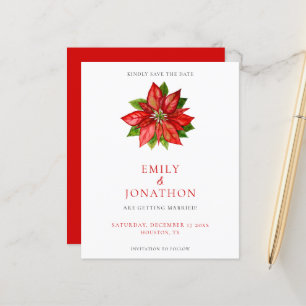 Budget Red Poinsettia Wedding Save the Date