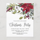 Budget Red Poinsettia Weihnachtsfeier Party Einlad (Vorderseite)