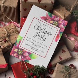 Budget Red Poinsettia Weihnachtsfeier Party Einlad