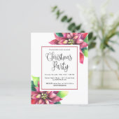 Budget Red Poinsettia Weihnachtsfeier Party Einlad (Stehend Vorderseite)