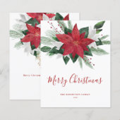 Budget Red Poinsettia Weihnachtskarte (Vorne/Hinten)