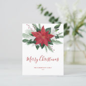 Budget Red Poinsettia Weihnachtskarte (Stehend Vorderseite)