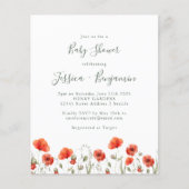 Budget Red Poppy Garden Floral Baby Dusche (Vorderseite)