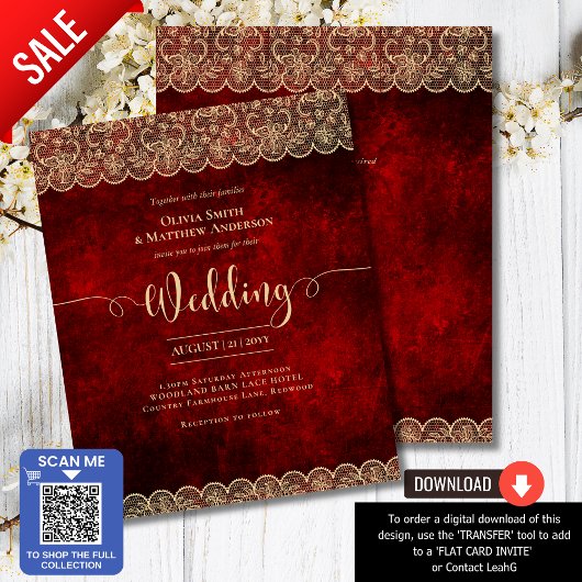 BUDGET RED Rustic Gold Lace Wedding