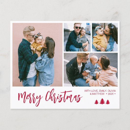 Budget Red Script Collage Pine Weihnachtsfeiertag Flyer (Vorne)