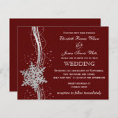Budget Red Silver Snowflake Hochzeit Einladung (Vorne/Hinten)