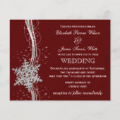 Budget Red Silver Snowflake Hochzeit Einladung (Vorderseite)