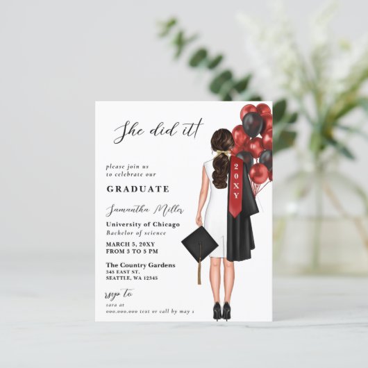 Budget Red Simple Foto Sie tat es Abschluss (Stehend Vorderseite)