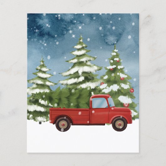 BUDGET Red Truck Foto Weihnachtsbaumkarte (Vorderseite)