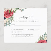 Budget Red White Blue Floral Wedding RSVP (Vorderseite)
