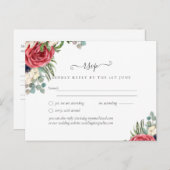 Budget Red White Blue Floral Wedding RSVP Postkarte (Vorne/Hinten)