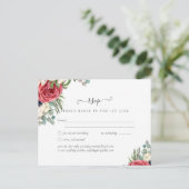 Budget Red White Blue Floral Wedding RSVP Postkarte (Stehend Vorderseite)
