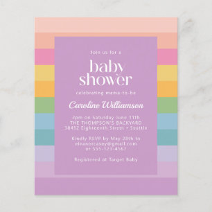 Budget Regenbogen-Lila Baby-Einladung im Pastell-S