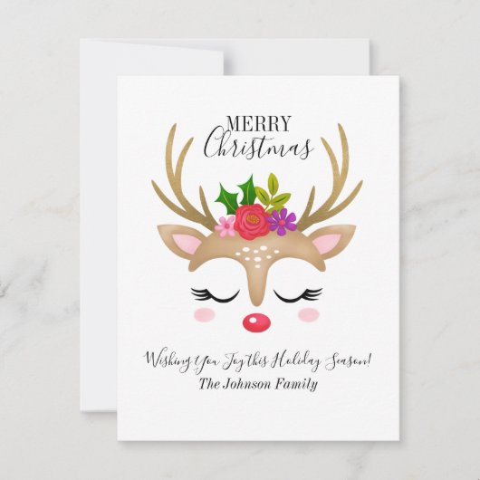 Budget Rentier Holiday Foto Weihnachtskarte Mitteilungskarte (Vorderseite)